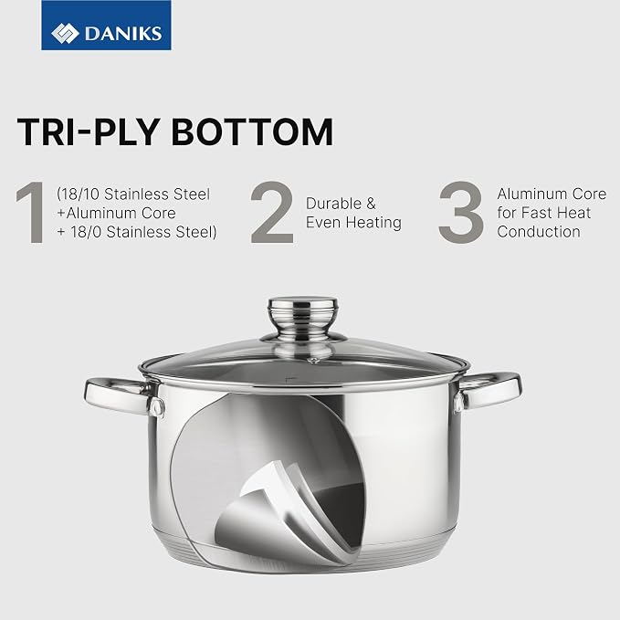 Daniks Standard 3 Quart Stainless Steel Stock Pot - Image 3