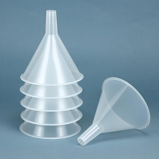 QWORK Plastic Funnels with Long Spout, 6 Pack Clear Wide-Mouth Bottle Filling - Image 4