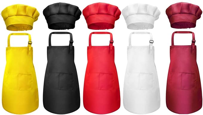 Tamicy 10 Pieces Kids Chef Hat and Apron Set by Tamicy