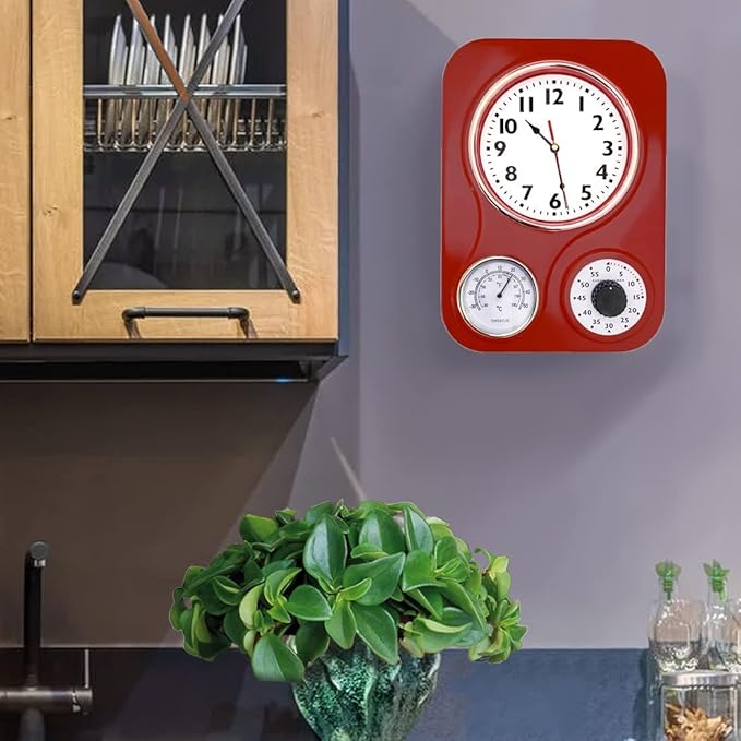Lily's Home -9.5 Inch x 12.5 Inch -Retro Kitchen Wall Clock, Vintage Wall Clock - Image 4