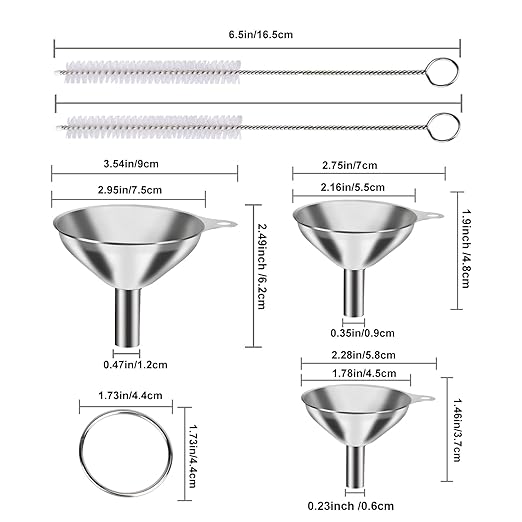 Metal Stainless Steel Funnel, Large Medium Small Funnel Set of 3, Food Grade - Image 2