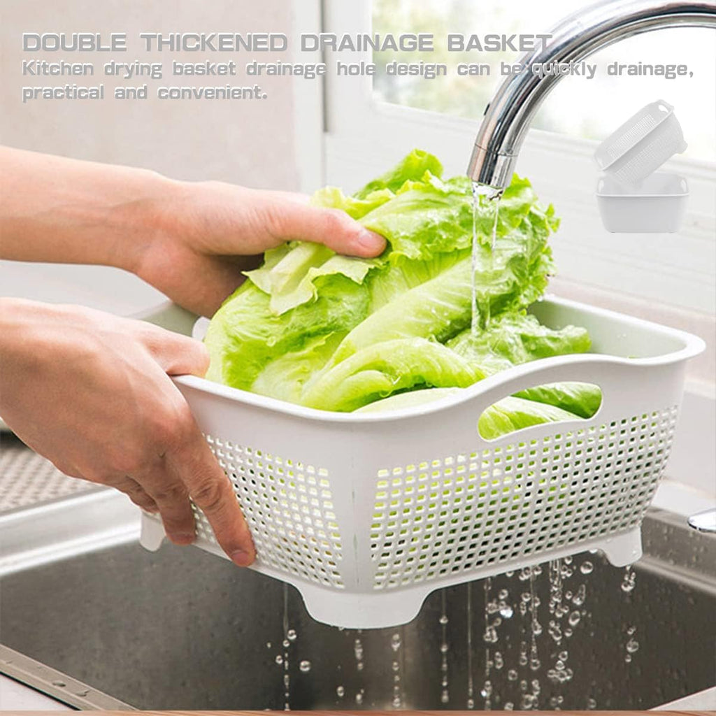 Double-layer Draining Basket Plastic Fruits Vegetable Washing Basket