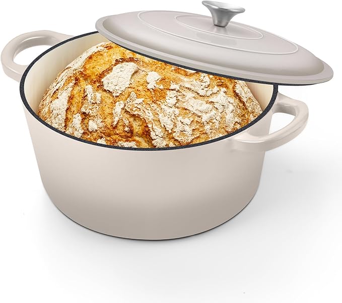 TeamFar 5Qt Dutch Oven, Enameled Cast Iron Dutch Oven by TeamFar