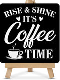 Coffee Bar Decor, Rise and Shine It's Coffee Time Wood Sign by Unknown