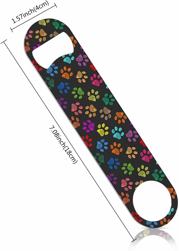 Colorful Paw Prints Stainless Steel Bottle Opener Hand Drawn Cat Dog Foot - Image 2