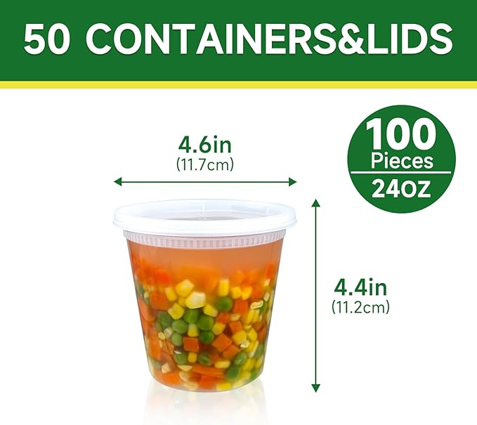 Dealusy 50 Set 24 oz Deli Containers - Image 2