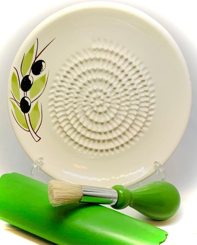 BonCera, All-in-one Premium Ceramic Garlic Grater Plate 4-Piece Set by BonCera