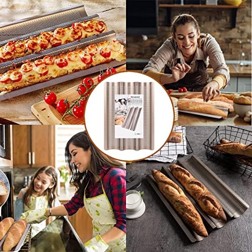 Baguette Pans for Baking 15" x 11", Carbon Steel 3 Loaf Nonstick