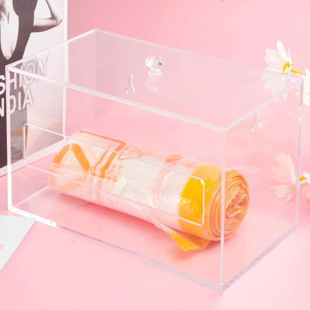 Trash Garbage Bag Holder Dispenser Clear Acrylic Organizer Wall Mount