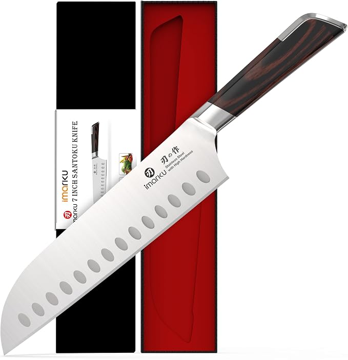imarku Japanese Santoku Knife 7 Inch, Ultra Sharp Chef Knife, PakkaWood by imarku