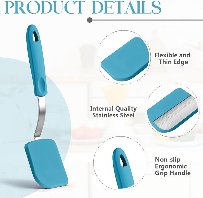 Silicone Cookie Spatula Turner 2 Pack Mini Brownie Spatula Flexible Kitchen - Image 3