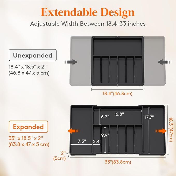 Lifewit Silverware Drawer Organizer, Expandable Utensil Tray - Image 4