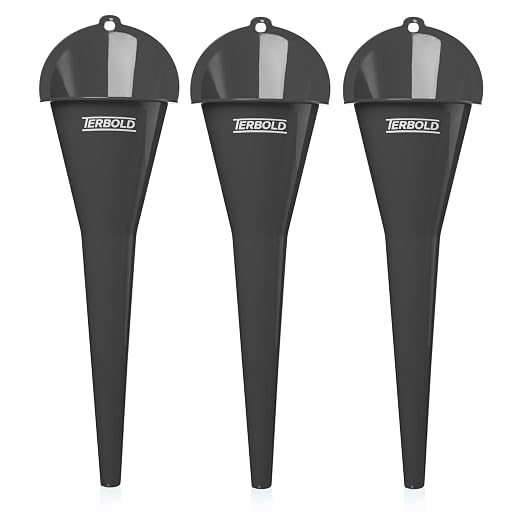 Oil Funnel 3-Pack | 11" Long Nesting Plastic Funnels by Terbold