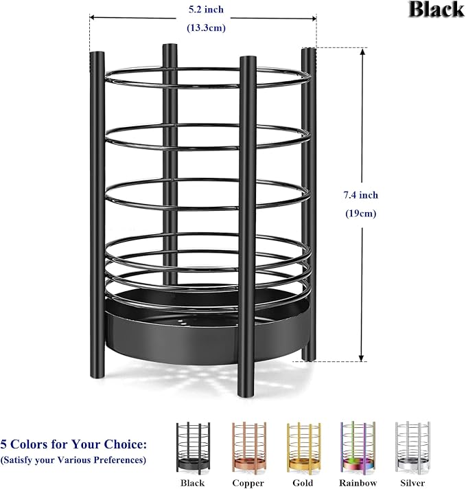 Black Kitchen Utensil Holder for Kitchen Counter, Stainless Steel Utensil Crocks - Image 2