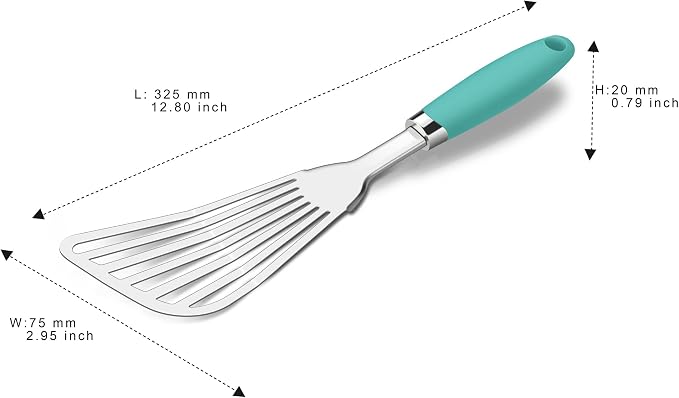 304 Stainless Steel Fish Spatula, Non-Slip Ergonomic Handle Slotted Spatula - Image 6