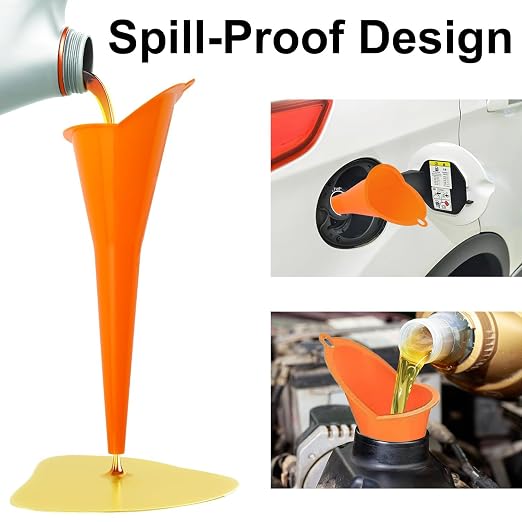 3 Pack Automotive Oil Funnel Set, Wide Mouth Fuel Funnels - Image 5