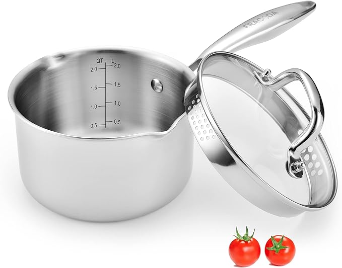 2.0 Quart Stainless Steel Pot Saucepan by Fracoda