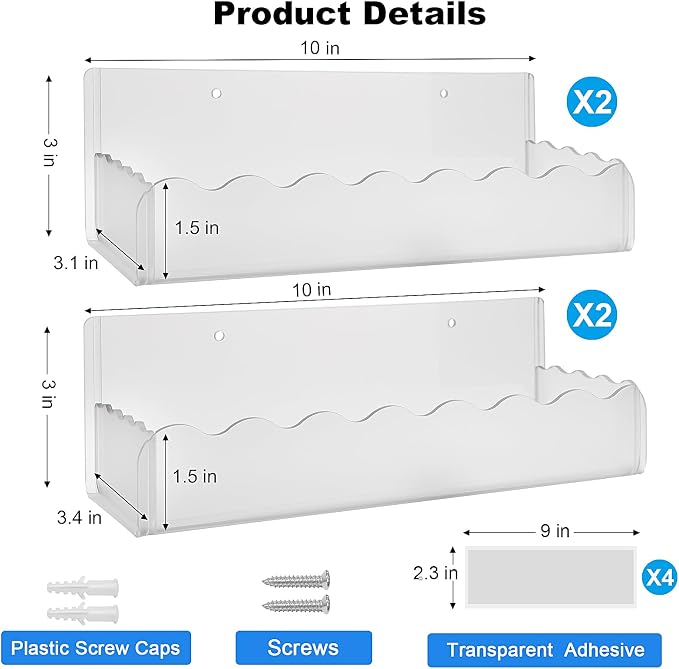 10 inch Spice Rack Wall Mounted, 4 Pack Spice Organizer Shelf - Image 2