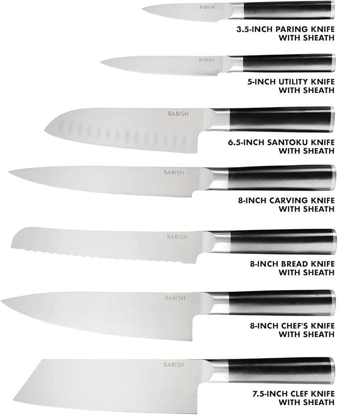 Babish 14-Piece Full Tang Forged Kitchen Knife Set – High-Carbon 1.4116 German - Image 3