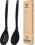 Pack of 2 Silicone Cooking Spoons, Non Stick Solid Kitchen Spoon by BUNDLEPRO