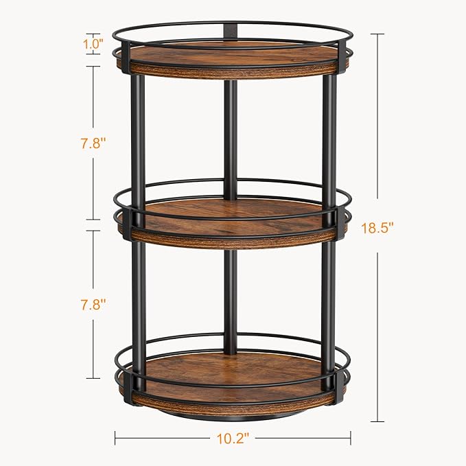 Snughome Lazy Susan Organizer, 3 Tier Rotating Spice Rack, Turntable Lazy Susan - Image 3