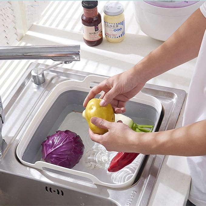 Foldable Sink Vegetable Fruit Bowl Dish Washing Storage Basin Basket, Portable - Image 9