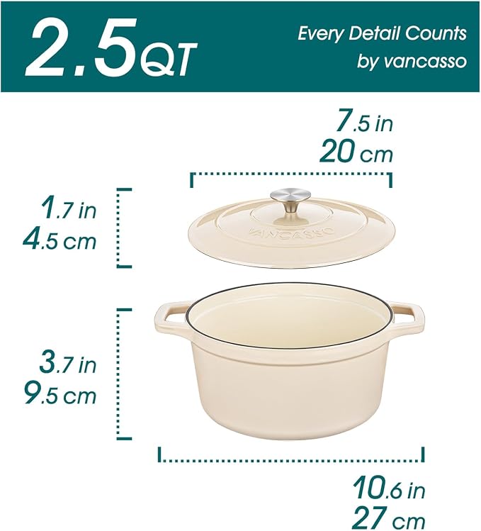 vancasso 2.5 QT Enameled Cast Iron Dutch Oven - Image 2