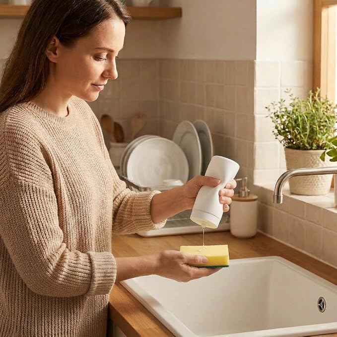 Dish Soap Dish Dispenser, 240ml Silicone Squeeze Washing Up Liquid and Hand - Image 7