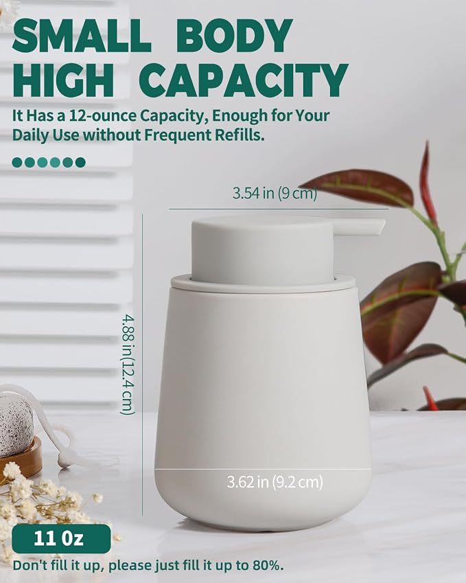 Bosilunlife Ceramic Foaming Soap Dispenser - 12Oz Bathroom Countertop Kitchen - Image 4