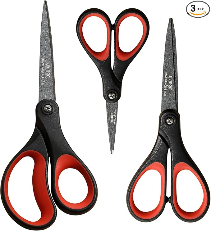 LIVINGO 3 Pack Titanium Scissors All Purpose by LIVINGO