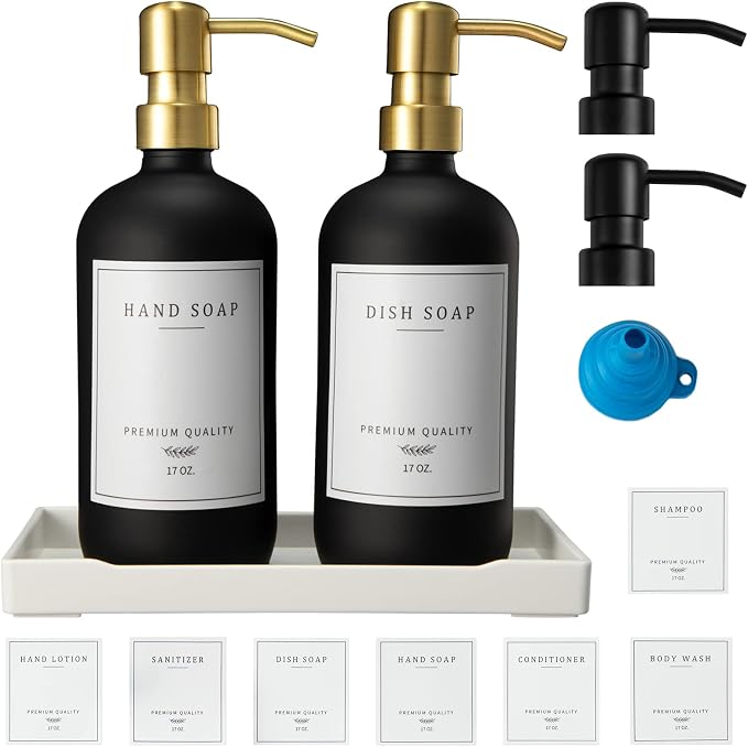 Glass Soap Dispenser for Kitchen, Farmhouse Dish Soap Dispenser&Hand Soap by Eggs+sound
