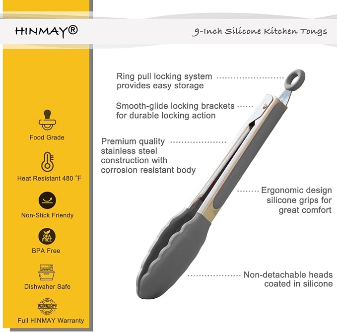 HINMAY Locking Kitchen Tongs - Image 2