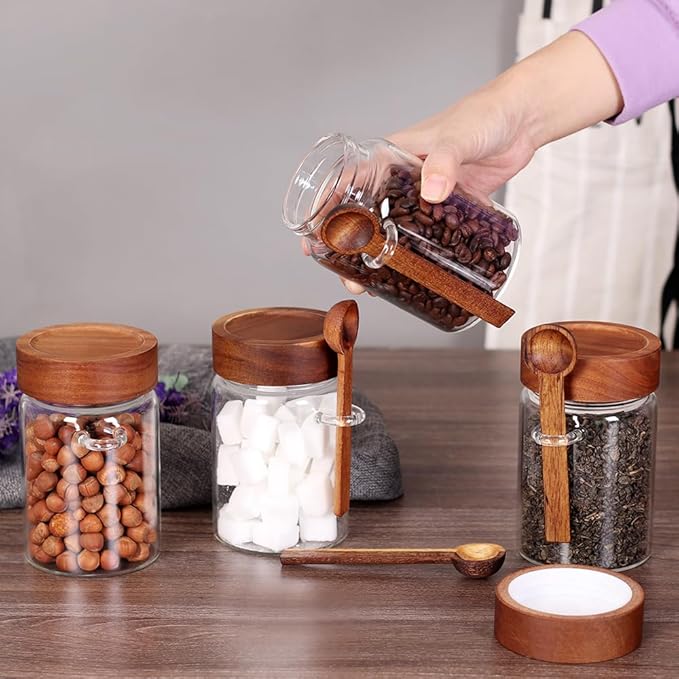 SAIOOL Loose Leaf Tea Storage Canister Set, 4 Pieces 16 OZ Glass Tea Containers - Image 6