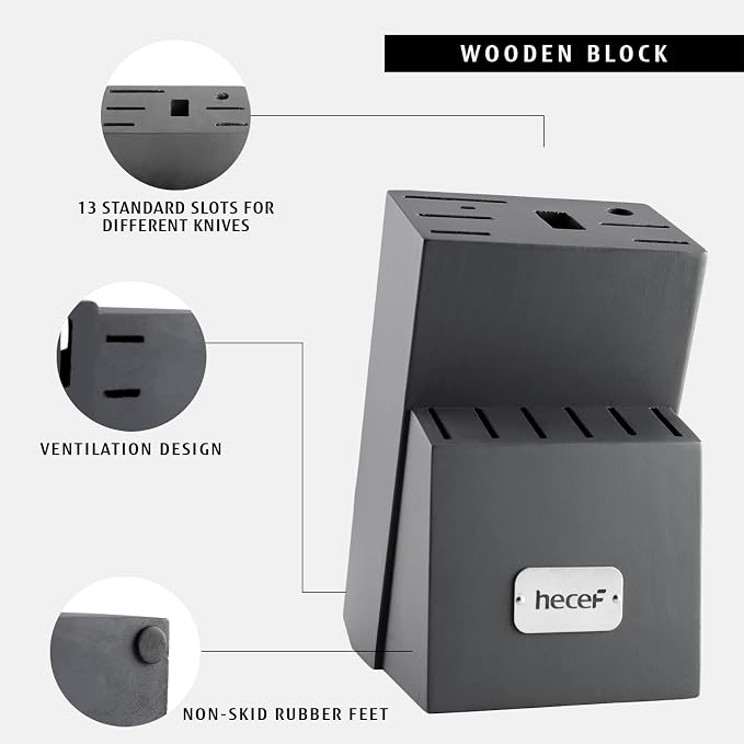 hecef Kitchen Knife Block Set, 14 Pieces Knife Set - Image 4