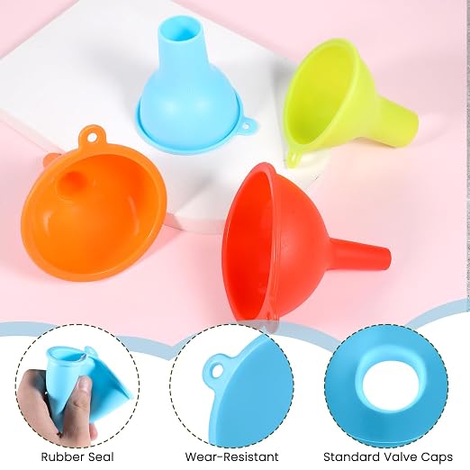 4 PCS Kitchen Silicone Funnel, 4 Colors Kitchen Funnel Set Wide Mouth Funnels - Image 3