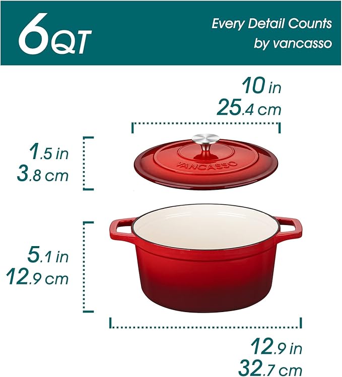 vancasso 6 QT Enameled Cast Iron Dutch Oven - Image 2
