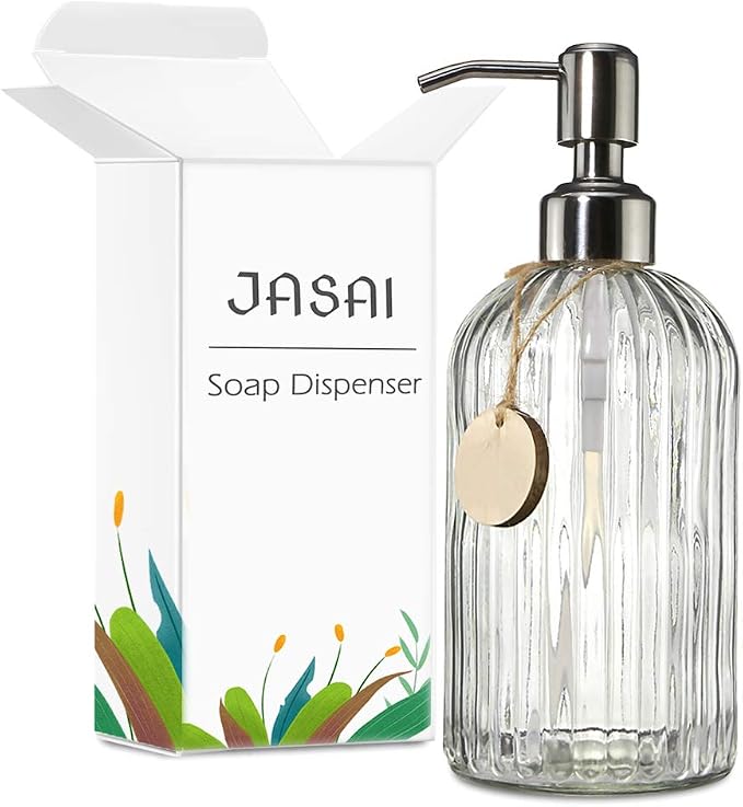 JASAI 18 Oz Clear Glass Soap Dispenser - Image 8