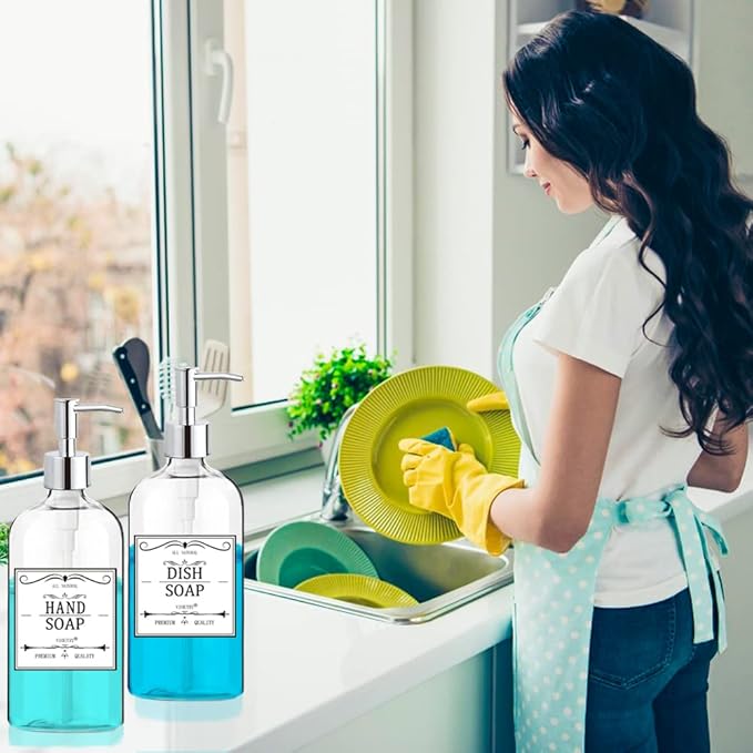 Clear Soap Dispenser with Rust Proof Pump, Waterproof Labels, Plastic Hand Soap - Image 5