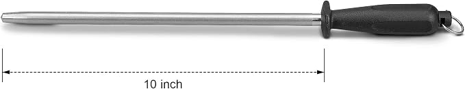10 Inch Sharpening Steel, Professional Diamond Brushed Steel Knife Sharpener - Image 6