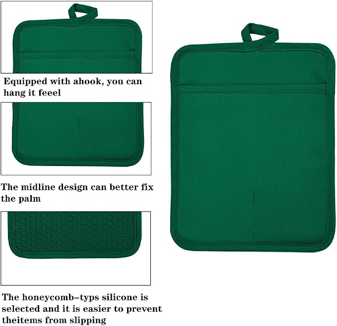 Oven Pot Holder with Pocket Cotton Heat Resistant Coaster Potholder Kitchen Hot - Image 3