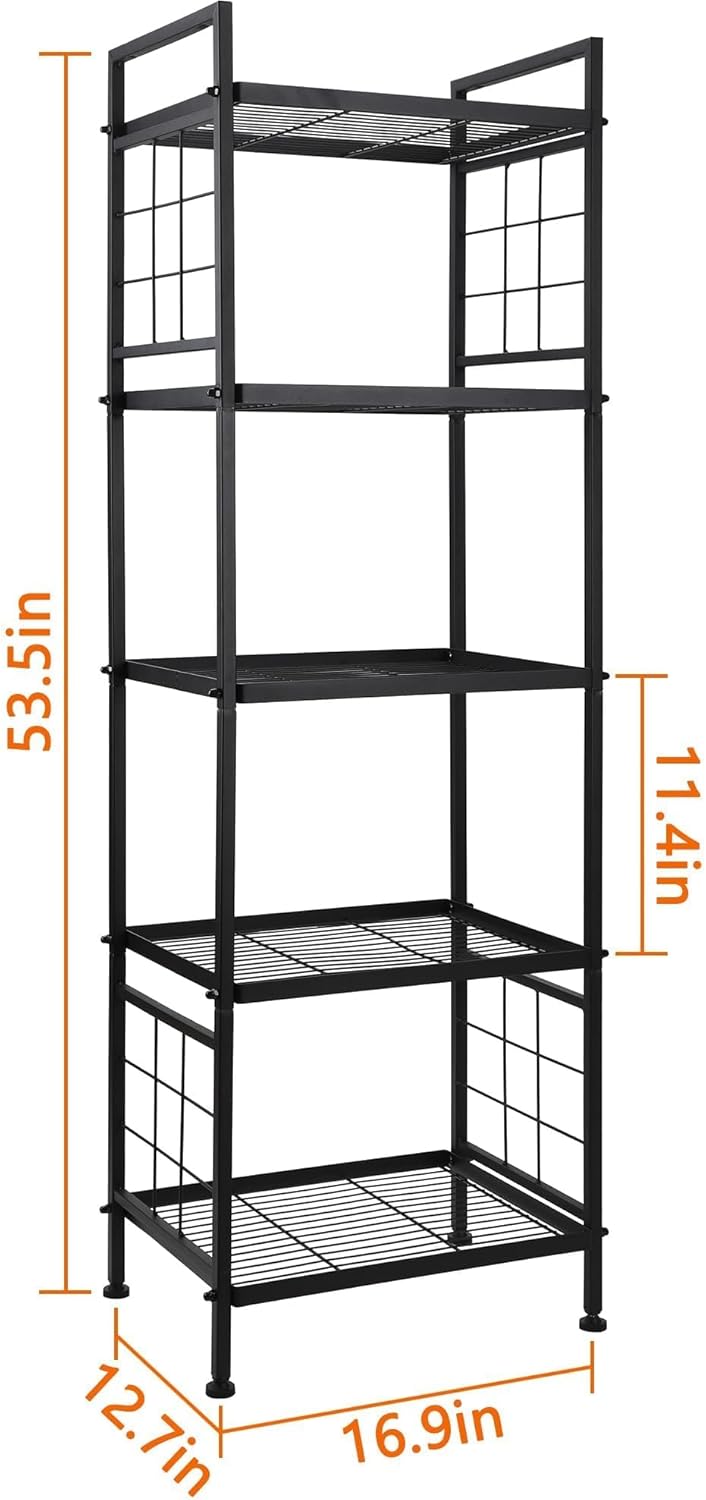 GIOTORENT 5-Wire Standing Book Shelf & Bookcase, Metal Storage