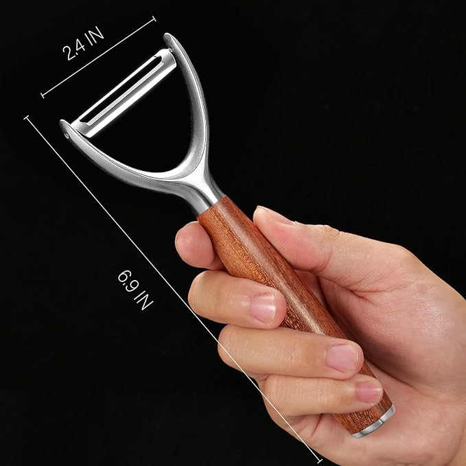 Premium Y Type 304 Stainless Steel Multifunctional Kitchen Peeler Real Wood - Image 4