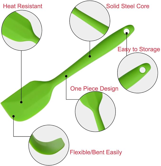 Silicone Spatulas, 11 inch Rubber Spatula Heat Resistant Seamless One Piece - Image 5