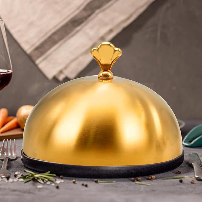 Gold Stainless Steel Food Dome Cover Food Protecting Dome Cover Serving Plate - Image 4