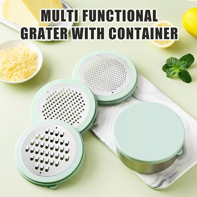 Cheese Grater with Container & Lid, Handheld Grater Bowl - Image 4