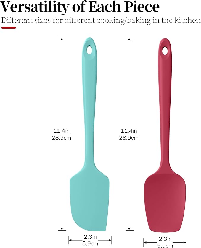 Silicone Flat Spoon Spatula Set, Luxiwise 600ºF Heat Resistant Kitchen Baking - Image 2
