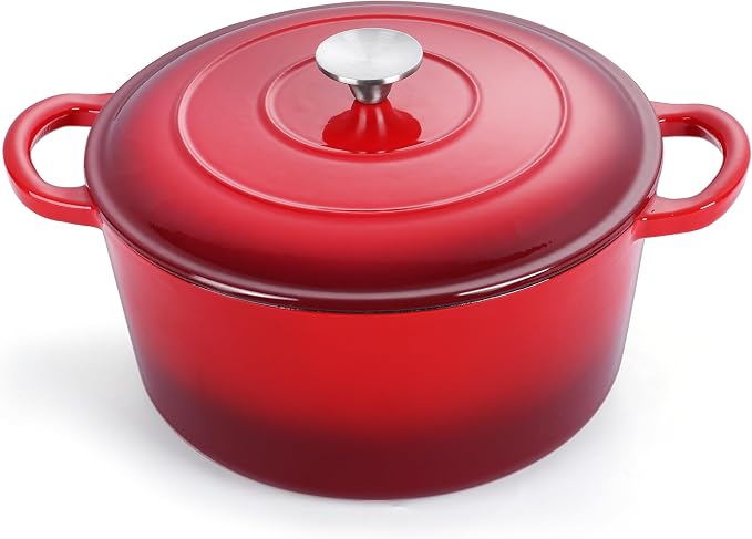 E-far Dutch Oven Pot with Lid, 5 Quart Enameled Cast Iron Round Dutch Oven by E-far
