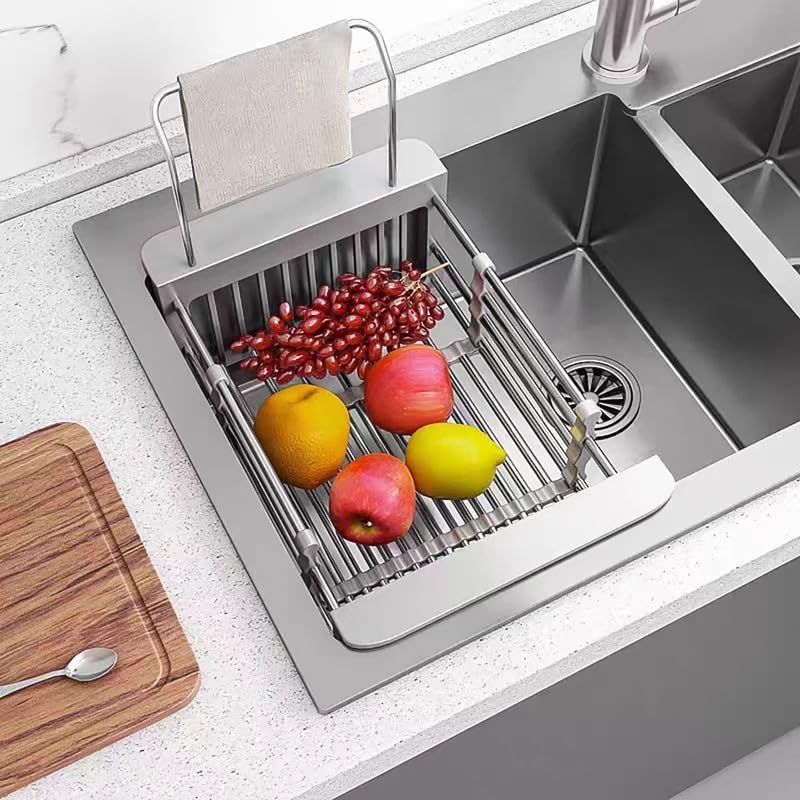 Expandable Stainless Steel Sink Drying Rack, Adjustable Over Sink