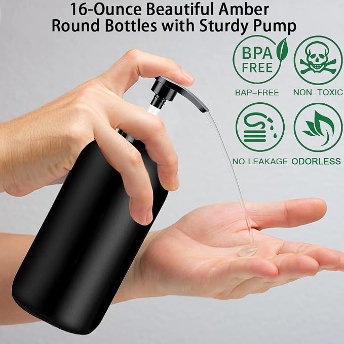 Black Soap Dispenser with Rust Proof Pump, Waterproof Labels, Plastic Hand Soap - Image 5