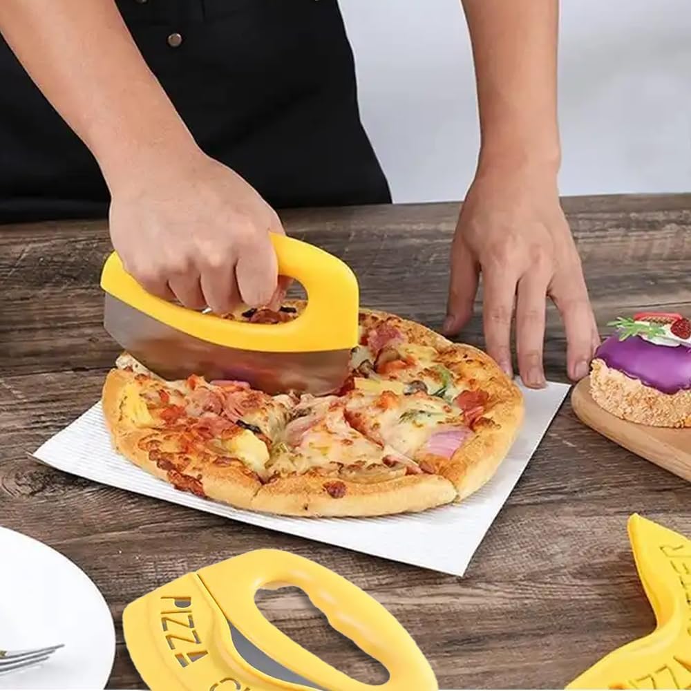 Mezzaluna Mincing Chopper Easy Grip Pizza Cutter and Salad Chopper